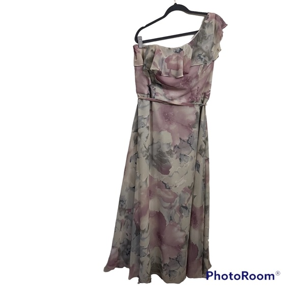 Mori Lee by Madeline Gardner 21503 White Smoke Floral Long Formal Dress Sz 22 - Picture 3 of 8